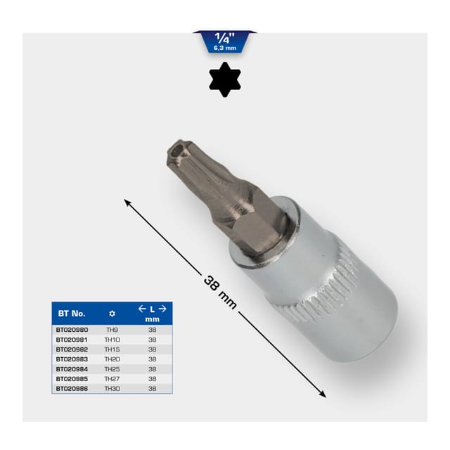Brilliant Tools - 1/4' Torx-Bit-Stecknuss, mit Stirnlochbohrung, TB30