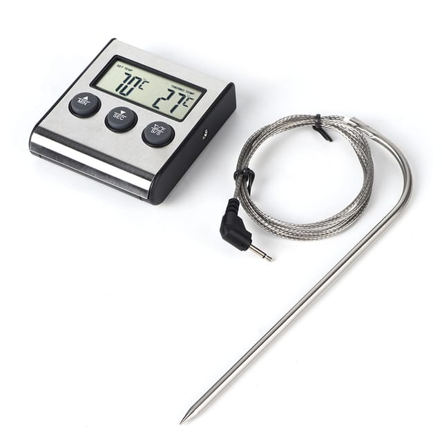 Digitales Küchenthermometer Mit Timer Für Den Grill, Ideal Zum Garen Von Fleisch Und Zum Grillen.
