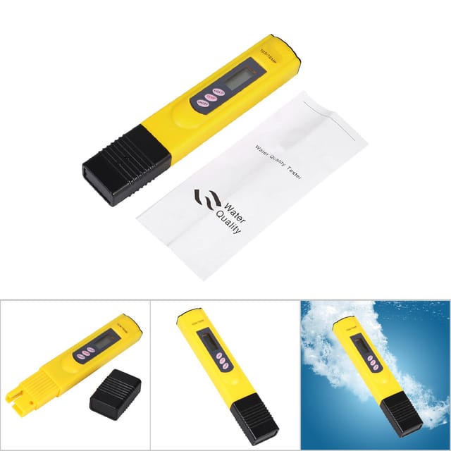 Lcd-wasserqualitätsmessgerät In Stiftform (tds 0-9999 Ppm) Mit Thermometer, Gelb