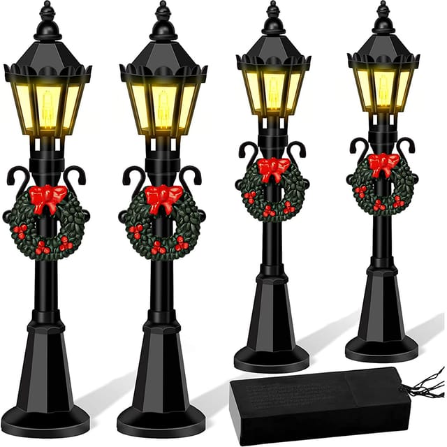 Mini-Weihnachtsstraßenlaternen für Puppenhäuser – Feengartenbeleuchtung, Miniaturdorfdekoration und Wege