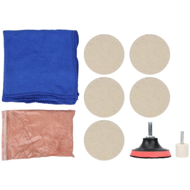 Windschutzscheiben-Kratzerreparaturset – 100 g Ceroxidpulver, Polierscheiben und -räder