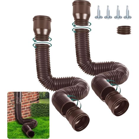 (2 Stück) Braune, Flexible Dachrinnenverlängerung, Rundes Verlängerungsset Für 80/100-mm-fallrohre, Regenschlauchverlängerungsset, Fallrohrverlängerung Von 47 Bis 150 Cm