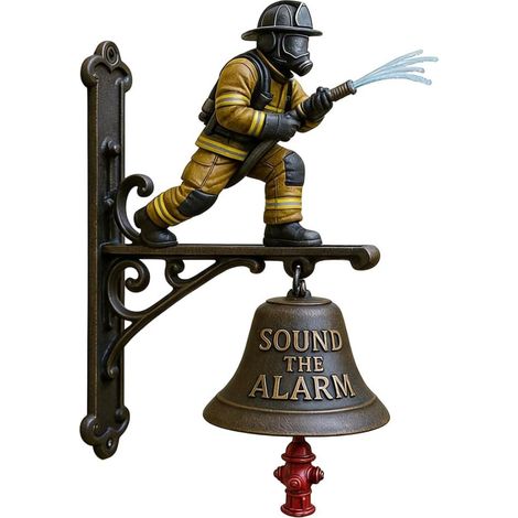Gedenk-wandglocke Für Feuerwehrleute Mit Lautem Alarm, Klangspiel Aus Metallguss-kunststoff, Robuste Wanddekoration Zur Würdigung Der Feuerwehr Für Terrasse, Veranda, Haus, Zaun