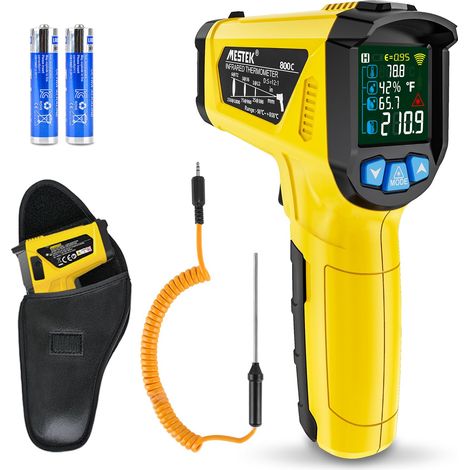 Infrarot-laserthermometer Und Infrarot-sondenpistole, Berührungslose Temperaturmessung, Lcd-anzeige, Einstellbarer Temperaturbereich Von 50 °c Bis 800 °c, Emissionsgradalarm, Taupunktanzeige, Für Küch
