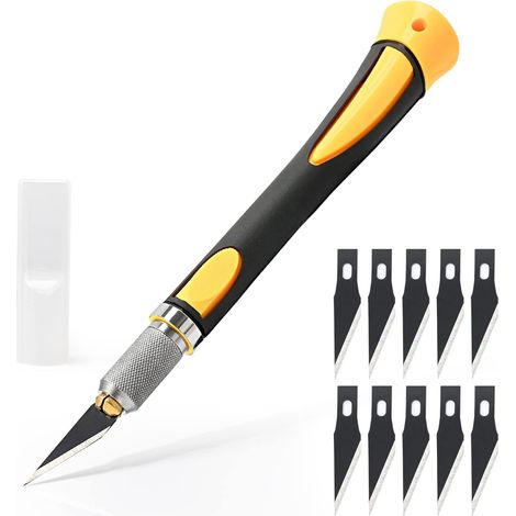 10 Rostbeständige Klingen, Präzisionsmesser, Modellierskalpell, Für Diy-kunstwerke, Höhlenarbeiten, Bildhauerei, Bastelmesser, Gelb