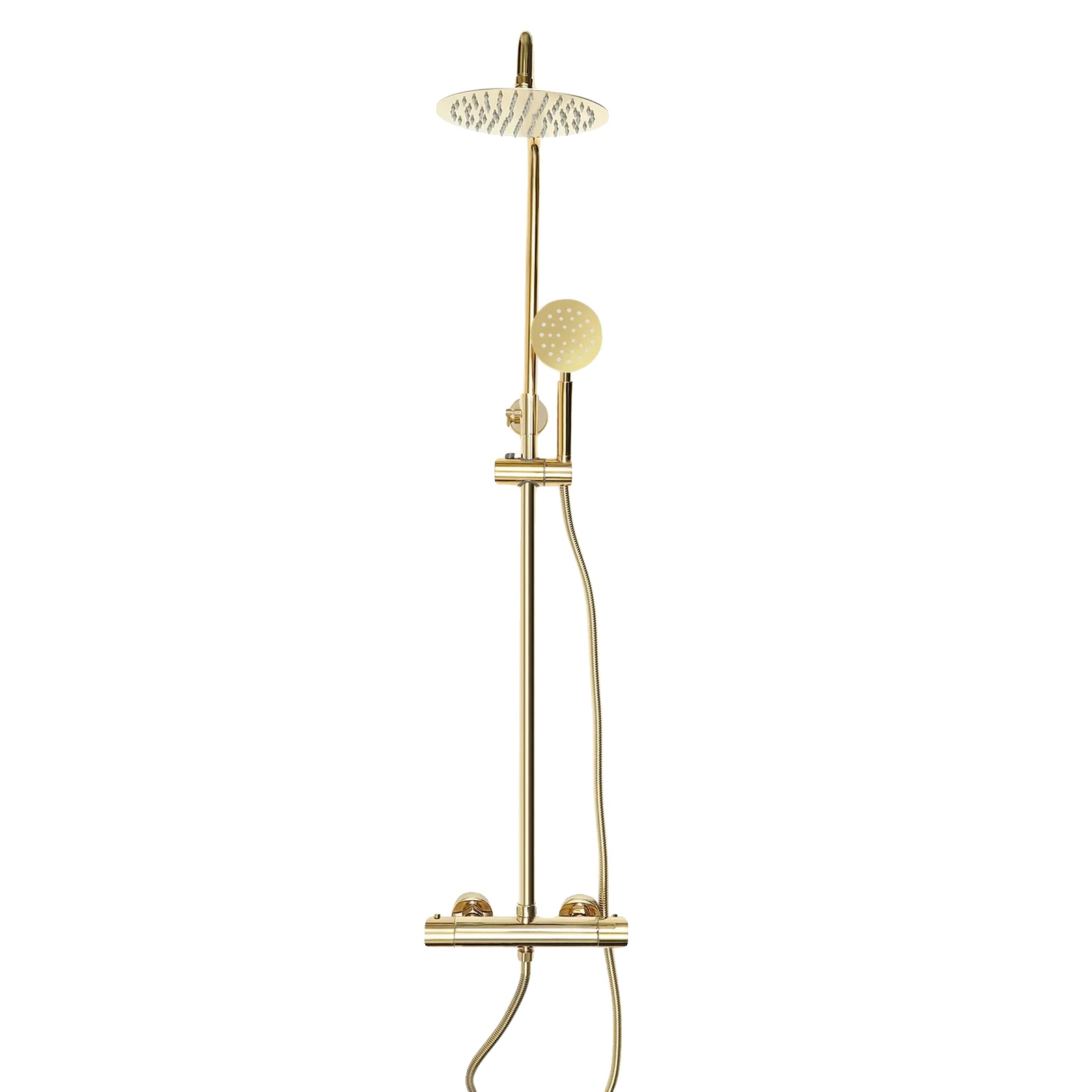 Duschsystem, Höhenverstellbar, Zwei Strahlarten, Gold