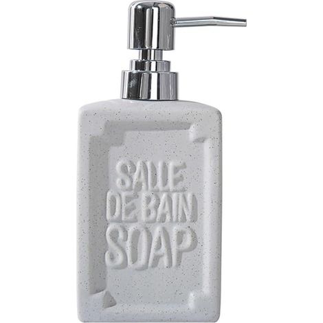 Moderner Seifenspender Aus Keramik Mit Geprägtem Schriftzug „soap“, Lotion-pumpflasche Mit Silberner Pumpe, Nachfüllbar Für Flüssige Handseife, Shampoo (grau)