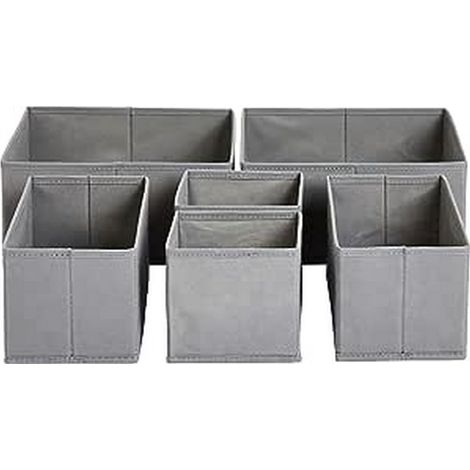 Set Mit 6 Grauen Schubladen-/kleiderorganisatoren, Faltbar Für Kleiderschrank, Schlafzimmer Oder Küche.