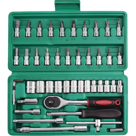(1/4 Zoll) 46-teiliges Steckschlüssel- Und Bit-set, Flexible Steckschlüsselsätze, Ratschenschlüsselsätze, 1/4 Zoll Kfz-reparaturwerkzeug