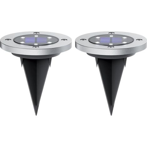 Set Mit 2 Solar-led-strahlern, Stahl Und Glas, Ip44, 6500 K, 8 Stunden Akkulaufzeit