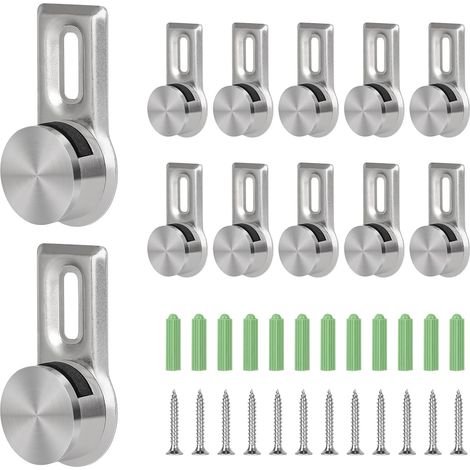 12 X Wandspiegel-montagehalterungen Für 4-7 Mm Dicke Platten, Robuste Spiegelhalterungen Für Acrylglasplatten Mit 12 Edelstahlschrauben Und 12 Wandankern