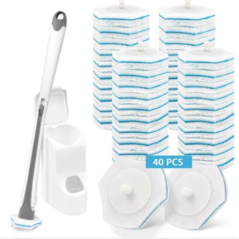 (grau) Einweg-toilettenbürsten-nachfüllpackung, Wandmontierter Wc-reiniger (produkt Im Lieferumfang Enthalten), Nachfüllhalter Für 40 Reinigungsmittel