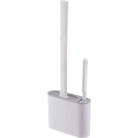 Wc-bürste Mit Silikonhalter, Wandmontiert Ohne Bohren, Platzsparendes Badaccessoire Für Zuhause, Wohnmobil Und Wohnwagen, Spritzwasser- Und Geruchsabweisend, Grau