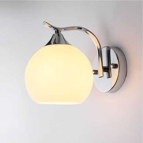 Verchromte Metallwandleuchte, Schminktischlampe Mit Glasschirm, Warmweißer 5w Led-nachttischlampenstreifen (silber)