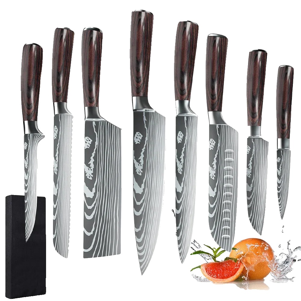 Küchenmesserset, 7cr17 Edelstahl, Ergonomischer Pakkaholzgriff