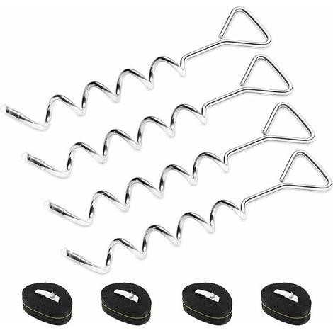 Sets Hochbelastbarer Trampolin-erdanker, Bodenanker-set, Verzinkte Edelstahl-erdanker Für Trampolin, Garten, Campingplatz, Schaukelgerüst Mit 4 Starken Gurten
