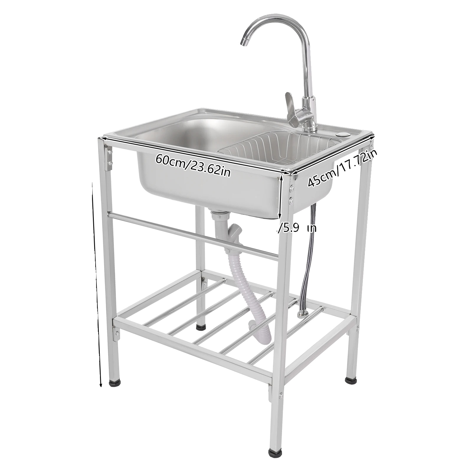 Edelstahlspüle, Drehbarer Wasserhahn Und Schnellablauf, Höhenverstellbar