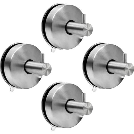 Set Mit 4 Extra Starken Saugnapfhaken Aus Edelstahl 304, Kein Bohren Erforderlich, Starker Saugnapf, Perfekt Zur Aufbewahrung Von Küchentüchern Und Badezimmeraccessoires.