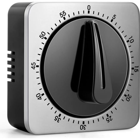 Mechanischer Und Magnetischer Küchentimer Mit Lautem Alarm, Keine Batterien Erforderlich, Edelstahl, Magnetischer Küchentimer Für Schule, Klassenzimmer, 60 Minuten
