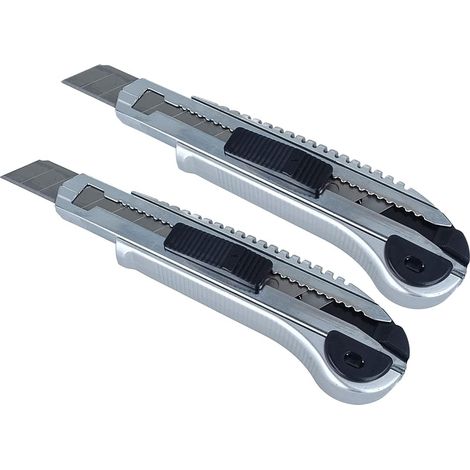 Set Mit 2 Professionellen Cuttern, Cutter Mit Automatischem Klingennachschub, 2 Cutter Mit 10 Ersatzklingen (18 Mm)
