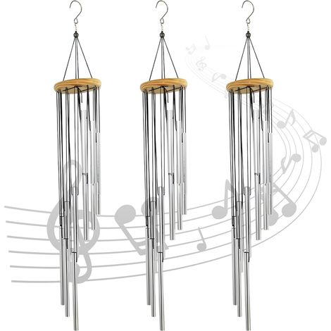 3-teiliges Garten-windspiel, 12 Metall-windspielröhren, 55 Cm Glöckchen, Windspiel Für Den Außenbereich, Heimdekoration