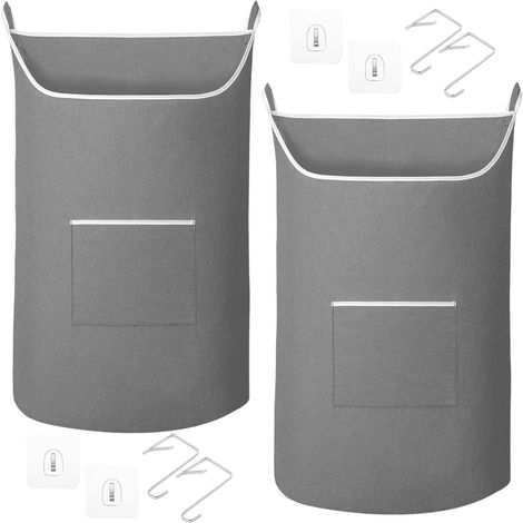 Set Mit 2 Hänge-wäschesäcken (91 X 56 Cm), 100 L Wand-wäschekörbe Aus Oxford-gewebe, Türhänger Mit Reißverschluss Unten Für Bad Und Schlafzimmer
