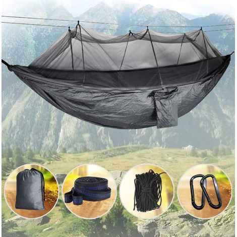 Hängematte Mit Moskitonetz, Doppel-campinghängematte, Wasserdichtes Moskitonetz, Tragbar, Leicht, Geeignet Für Outdoor-wanderungen (grau)