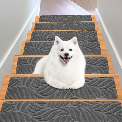 Rutschfeste Treppenstufen, 15-teiliges Set, Selbstklebende Treppenstufen, Klebefläche 76 X 20 Cm, Für Kinder, Senioren Und Hunde (grau)