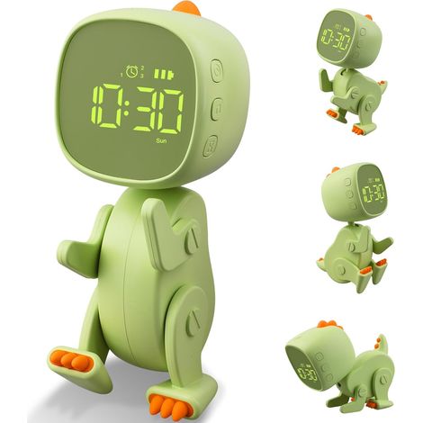 Leuchtender Kinderwecker, Led-digitaluhr Mit Nachtlicht (sanftgrün), Schlummerfunktion, Einstellbarer Lautstärke, Usb-aufladbar, Tag-/nachtmodus, Für Kinder, Mädchen Und Jungen