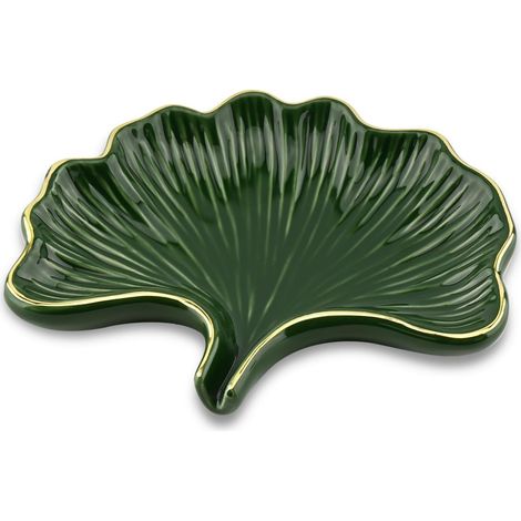 (grüne) Seifenschale Aus Keramik, Seifenschale In Form Eines Ginkgoblatts, Seifenhalter Für Badezimmer, Fester Seifenhalter Für Küche, Badewanne, Waschbecken Und Dusche