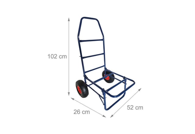 Relaxdays Transportwagen, klappbarer Rollwagen, HBT: 102x50x37 cm, luftbereift, bis 80 kg, Lastenwagen, Stahl, blau