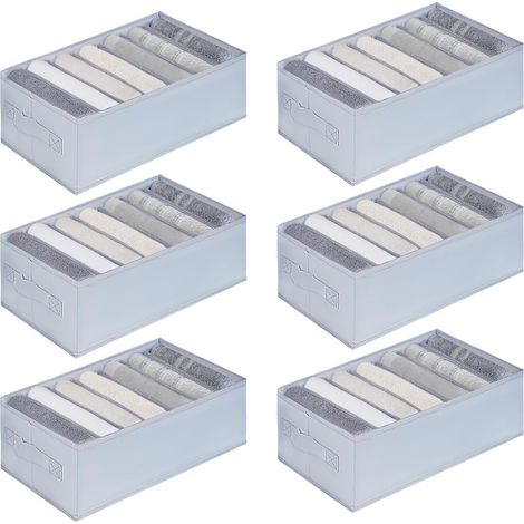 Hellgrauer 6-teiliger Kleiderorganizer Für Jeans, Erwachsene/kinder, Schubladenorganizer Mit Fächern, Faltbar Und Waschbar Mit Griff