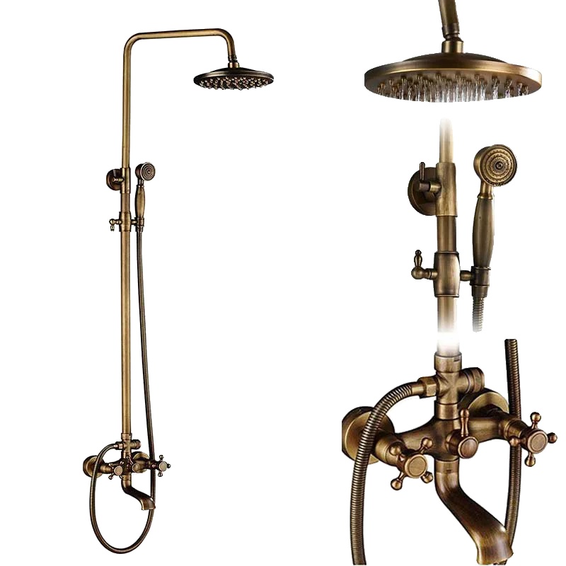 Duschset, Regendusche, Höhenverstellbar, Antikmessing C01