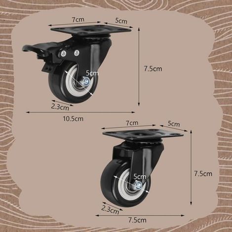 Lenkrollen, 50 Mm, 280 Kg Tragkraft, Mit Bremse, Schwerlast-möbelrollen Für Transportwagen
