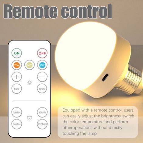 Wiederaufladbare Led-lampe Mit 3 Farbtemperaturen Und Fernbedienung. E26/e27-fassung.