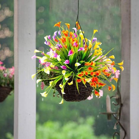 Set Mit 5 Künstlichen Blumen Aus Uv-beständigem Kunststoff, Künstliche Pflanzen, Calla-lilien, Zimmersträucher