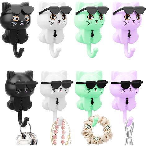 Stück Niedliche, Katzenförmige Haken, Selbstklebende Katzen-schlüsselhaken, Niedliche Dekorative Wand-schlüsselhaken, Kätzchen-huthaken, Für Kleider, Mäntel, Handtücher, Schlüssel, Taschen, Hüte