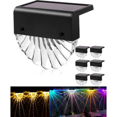 6er-set Solar-treppenleuchten Für Den Außenbereich, Ip65 Wasserdichte Solar-gartenleuchten, Für Treppen, Stufen, Zäune, Höfe, Wege, Warmweißes Licht/farbwechsel Mit 2 Modi