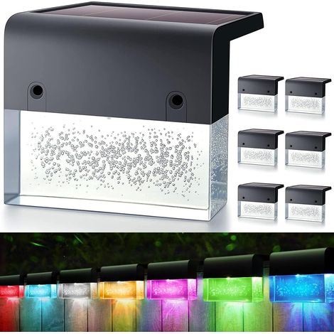 Solar-gartenleuchten-set, 6er-set Solar-led-gartenleuchten, Warmweiß & Rgb, Ip55 Wasserdicht, Dekoration Für Treppen, Zäune, Hof, Terrasse (quaderförmig), Solar-gartenleuchte