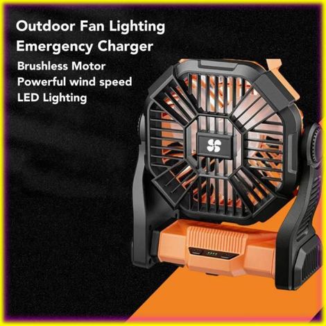 Keenso Tragbarer Zeltventilator Für Den Außenbereich, Professioneller Campingventilator, Orangefarbenes Gerät