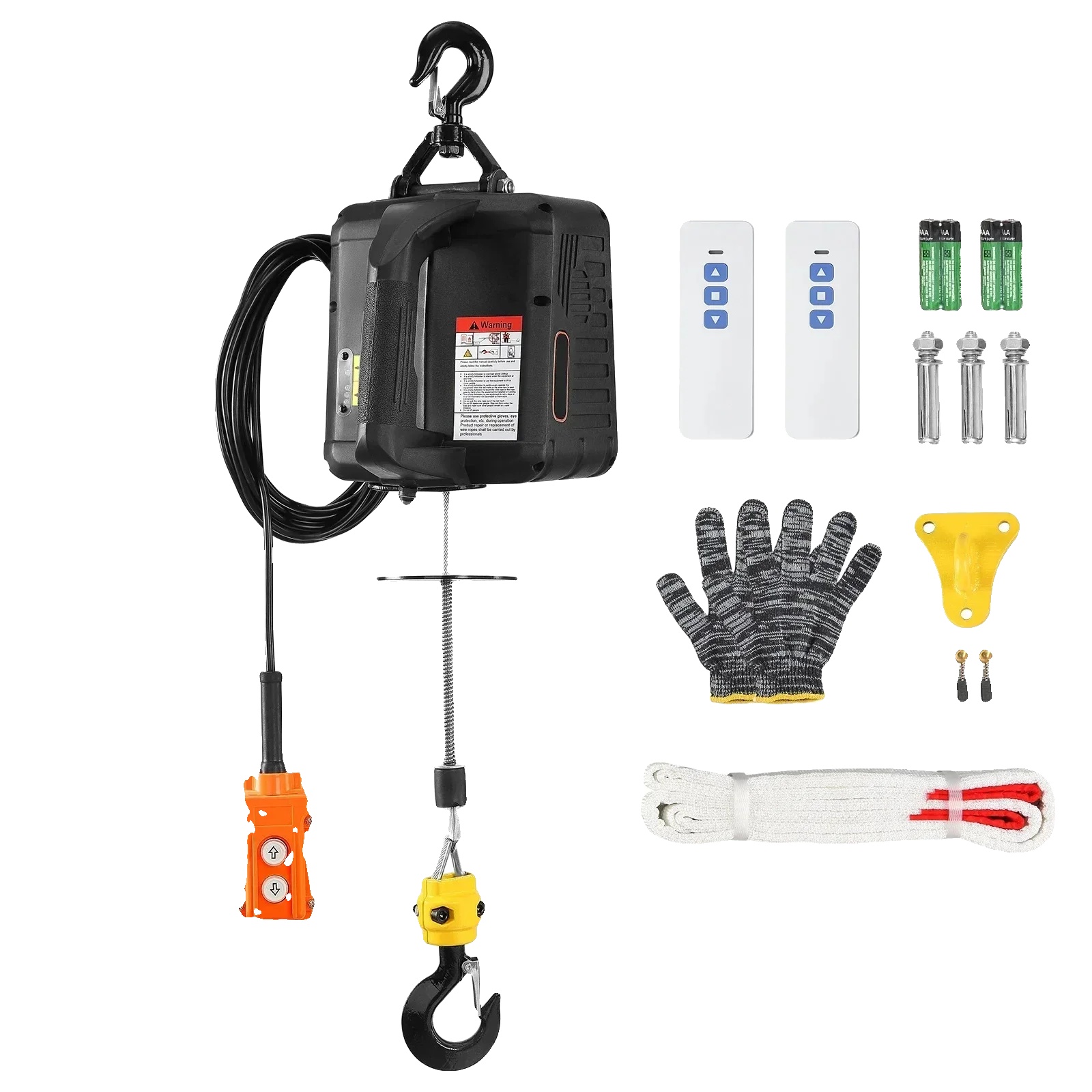 Elektrische Seilwinde, 500 Kg Tragkraft, 1500 W Leistung, 7 M Hubhöhe, Geschwindigkeit ≥ 4 M/min, Manuelle/kabelgebundene/kabellose Steuerung