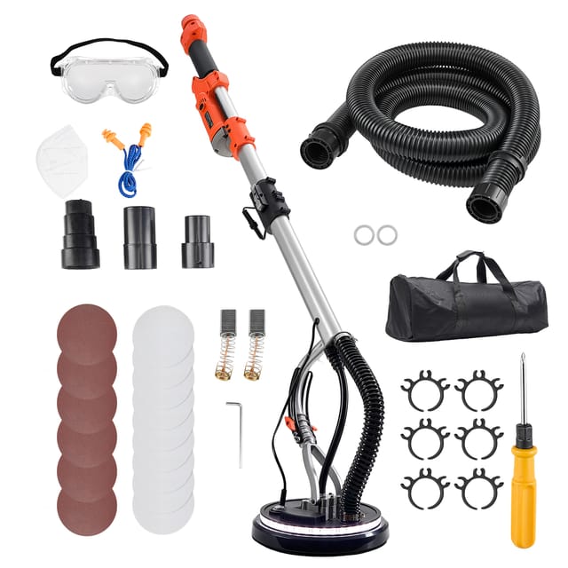 Mophorn Trockenbauschleifer,1010w Wand- Und Deckenschleifer Mit 255mm Schleifteller,langhalsschleifer Mit Variabler Drehzahl Von 1000–2200 U/min,led-beleuchtung, Ausziehbarem Griff, 15 Schleifscheiben