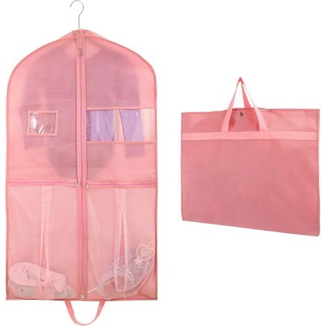 Wasserdichter Kleidersack, 110 X 60 X 10 Cm, Hängender Kleidersack Mit 3 Reißverschlusstaschen, Hängender Anzugsack Mit Ausweisfach (rosa)