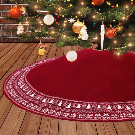 Weihnachtsbaumdecke, 122 Cm, Gestrickte Weihnachtsbaumdecke Mit Dicken Schneeflocken, Rustikale Weihnachtsdekoration, Baumfußabdeckung