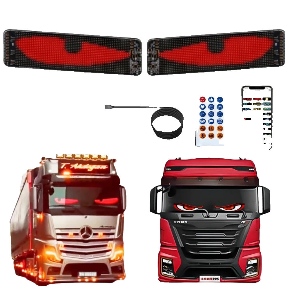 Fahrzeugdisplay Mit Animierten Teufelsaugen, Programmierbaren Led-panels, Flexibler Installation, Auffälligem Design