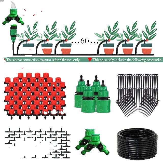 Diy-tropfbewässerungssystem, Einstellbarer Wasserdurchfluss, Komplettes Garten-set, 50 M Schlauch.