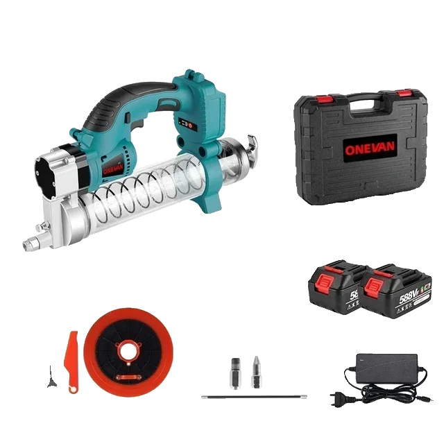 Akku-fettpresse, Hochdruck, Bürstenloser Motor, 2 Akkus, Eu-stecker