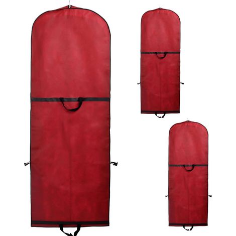 [3er-set] Atmungsaktive Kleidersäcke (180 Cm) Für Lange Kleidung Und Brautkleider, Auch Für Kleider, Anzüge, Mäntel, Jacken Etc., Zwei Taschen, Zwei Tragegriffe, Dunkelrot