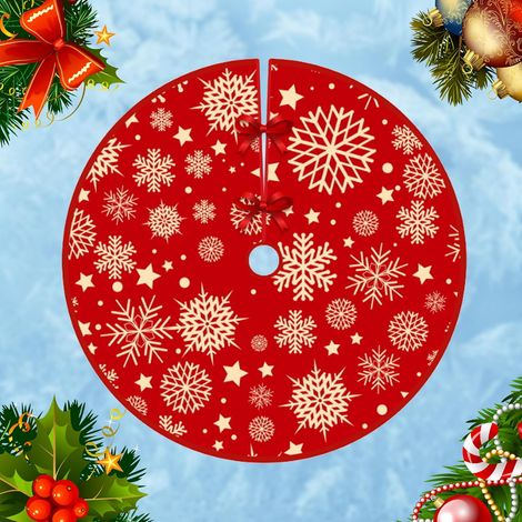 90 Cm Weihnachtsbaumdecke, Runde Rote Baumabdeckung Für Weihnachtsbaumschmuck, Weihnachtsbaumdecke Passt Auf Die Meisten Weihnachtsbäume