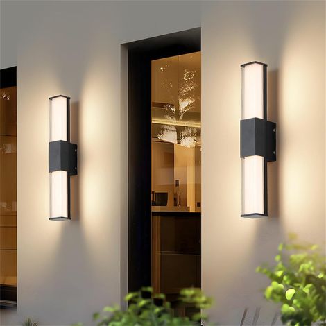 Schwarze Gartenwandleuchte Mit Dimmbarer Fernbedienung, Moderne Led-wandleuchte Für Den Innen- Und Außenbereich, Balkon, Acryl, Aluminium, Wohnzimmer (weißes Licht, 90 Cm)